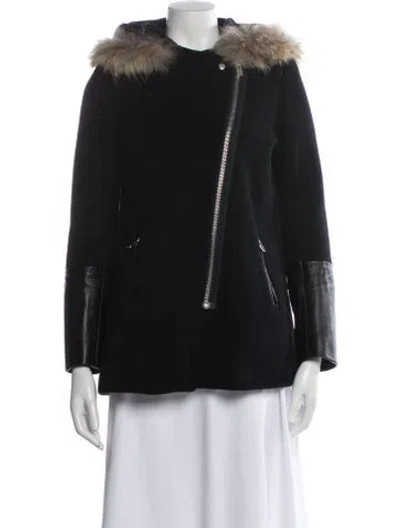 Pre-owned Sandro Wool Parka In Black