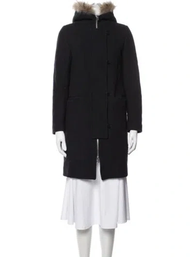 Pre-owned Sandro Wool Parka In Black
