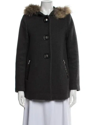 Pre-owned Sandro Wool Parka In Black