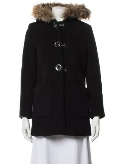 Pre-owned Sandro Wool Parka In Black