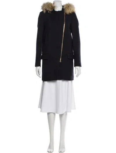 Pre-owned Sandro Wool Parka In Blue