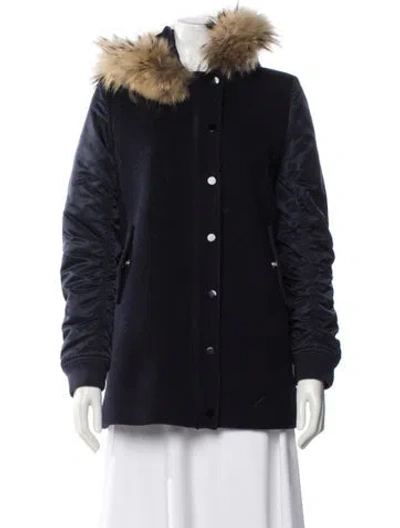 Pre-owned Sandro Wool Parka In Blue
