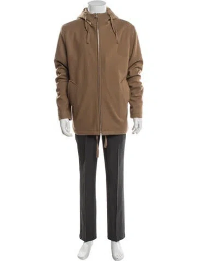 Pre-owned Sandro Wool Parka In Brown