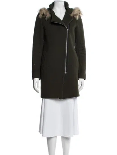 Pre-owned Sandro Wool Parka In Green