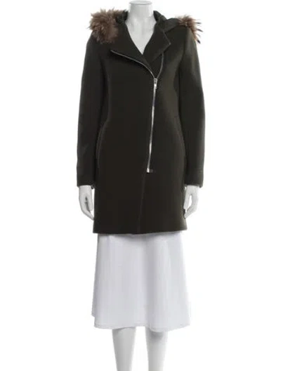 Pre-owned Sandro Wool Parka In Green