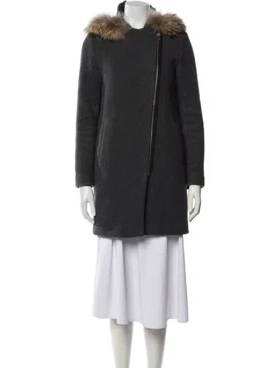 Pre-owned Sandro Wool Parka In Grey
