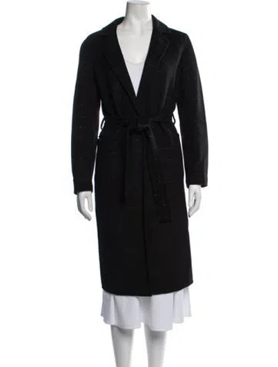 Pre-owned Sandro Wool Patterned Coat In Blue