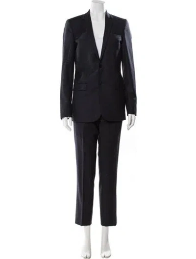 Pre-owned Sandro Wool Patterned Pant Set In Blue