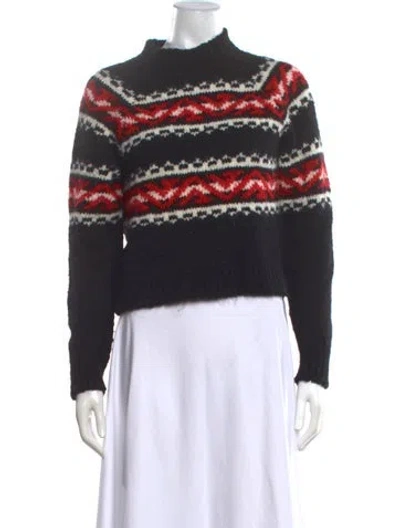 Pre-owned Sandro Wool Patterned Sweater In Black