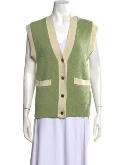 Pre-owned Sandro Wool Patterned Sweater In Green