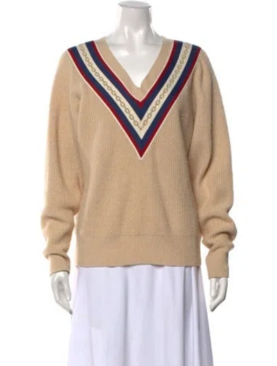 Pre-owned Sandro Wool Patterned Sweater In Neutrals