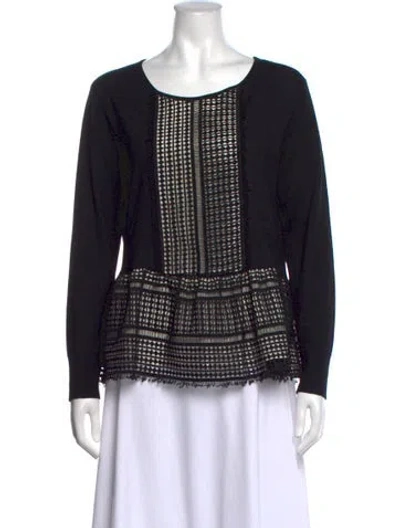 Pre-owned Sandro Wool Patterned Top In Black