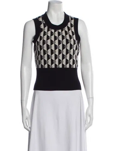 Pre-owned Sandro Wool Patterned Top In Green