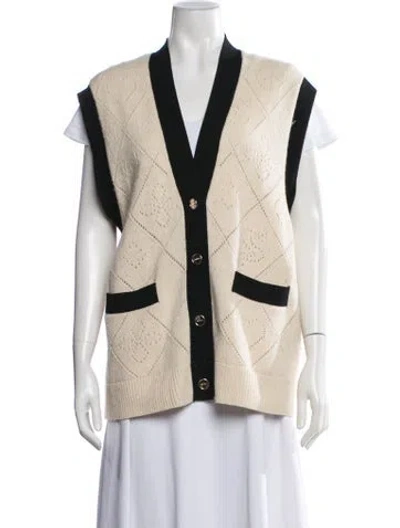 Pre-owned Sandro Wool Patterned Vest In Neutrals