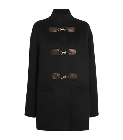 Sandro Wool Pea Coat In Black