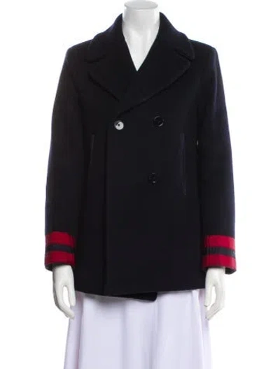 Pre-owned Sandro Wool Peacoat In Black