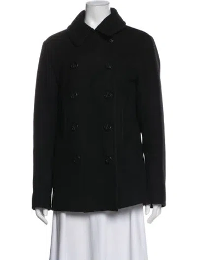 Pre-owned Sandro Wool Peacoat In Black