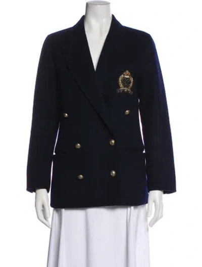 Pre-owned Sandro Wool Peacoat In Blue