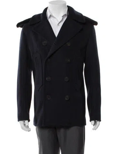 Pre-owned Sandro Wool Peacoat In Blue