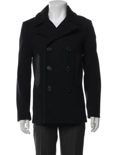 Pre-owned Sandro Wool Peacoat In Blue
