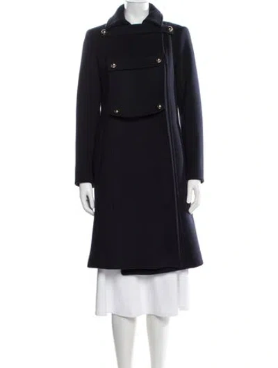 Pre-owned Sandro Wool Peacoat In Blue