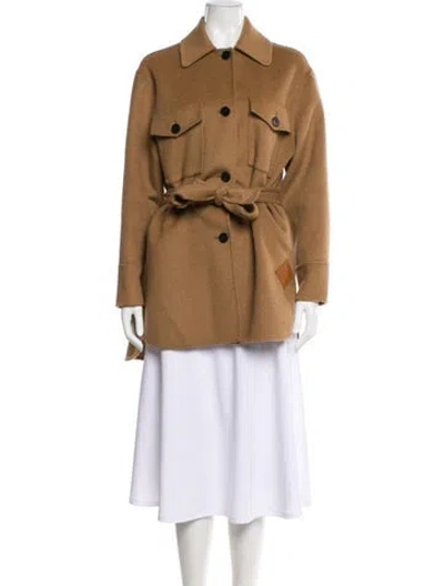 Pre-owned Sandro Wool Peacoat In Brown