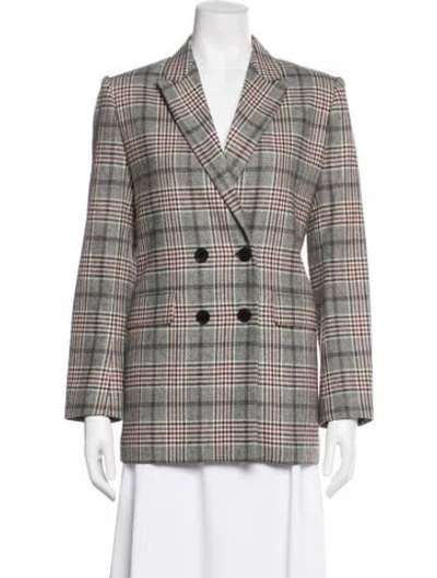 Pre-owned Sandro Wool Plaid Print Blazer In Black