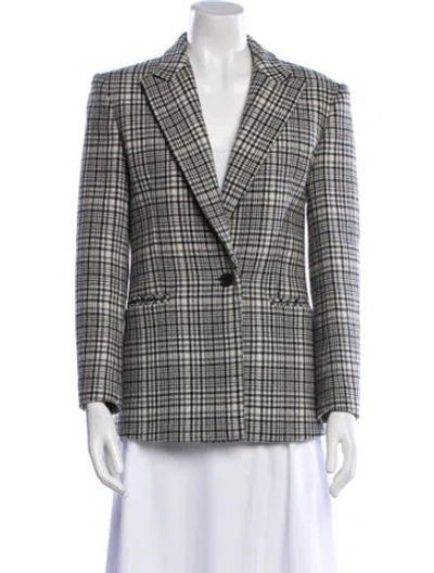 Pre-owned Sandro Wool Plaid Print Blazer In Gray