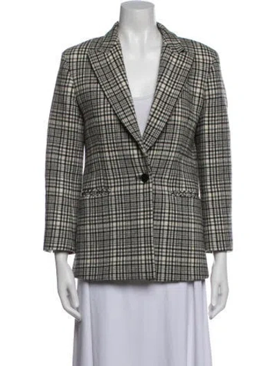 Pre-owned Sandro Wool Plaid Print Blazer In Gray