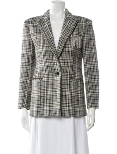 Pre-owned Sandro Wool Plaid Print Blazer In Gray
