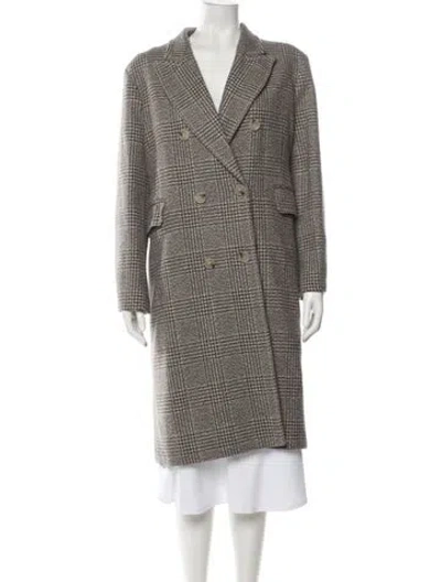 Pre-owned Sandro Wool Plaid Print Blazer In Green