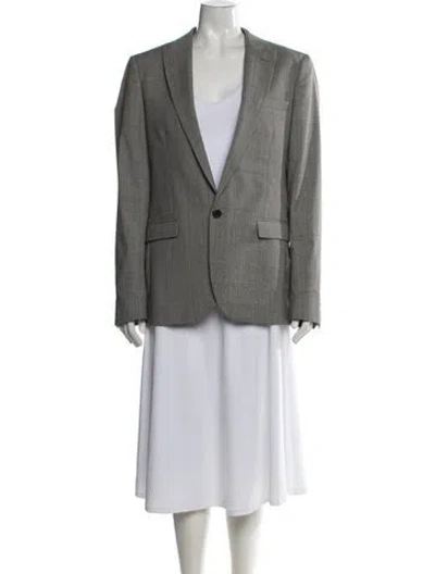 Pre-owned Sandro Wool Plaid Print Blazer In Grey
