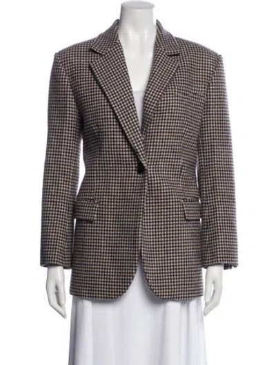 Pre-owned Sandro Wool Plaid Print Blazer In Multi
