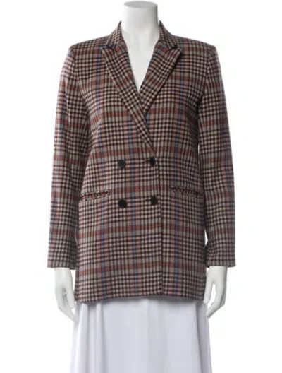 Pre-owned Sandro Wool Plaid Print Blazer In Neutral