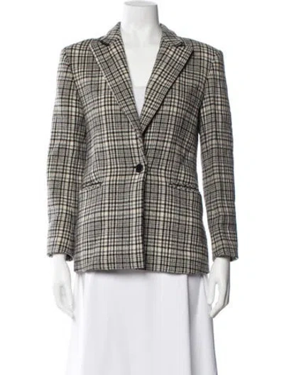 Pre-owned Sandro Wool Plaid Print Blazer In Neutral