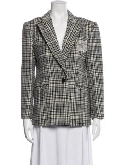 Pre-owned Sandro Wool Plaid Print Blazer In Neutral