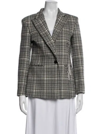 Pre-owned Sandro Wool Plaid Print Blazer In Neutral