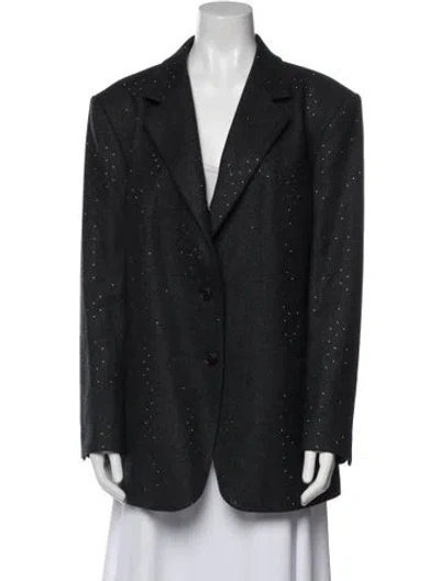 Pre-owned Sandro Wool Plaid Print Blazer W/ Tags In Gray