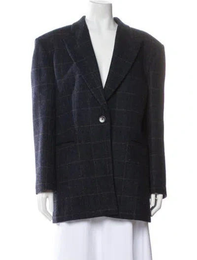 Pre-owned Sandro Wool Plaid Print Blazer W/ Tags In Gray