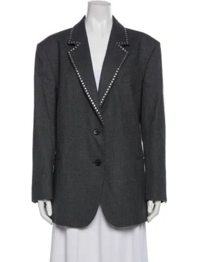 Pre-owned Sandro Wool Plaid Print Blazer W/ Tags In Gray