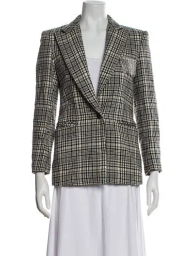 Pre-owned Sandro Wool Plaid Print Blazer W/ Tags In Neutral