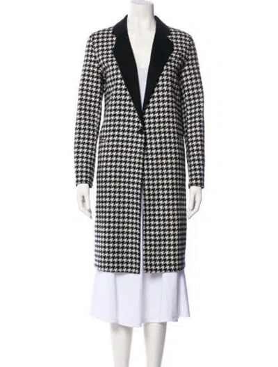Pre-owned Sandro Wool Plaid Print Coat In Black