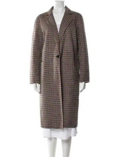 Pre-owned Sandro Wool Plaid Print Coat In Green