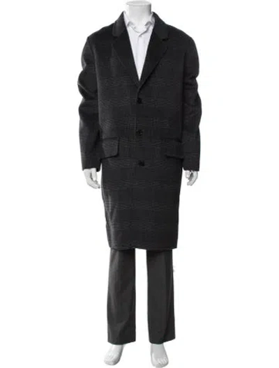 Pre-owned Sandro Wool Plaid Print Coat In Multicolor