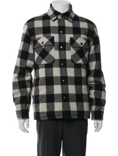 Pre-owned Sandro Wool Plaid Print Jacket In Black