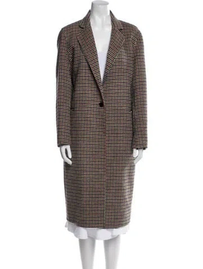 Pre-owned Sandro Wool Plaid Print Peacoat In Neutral
