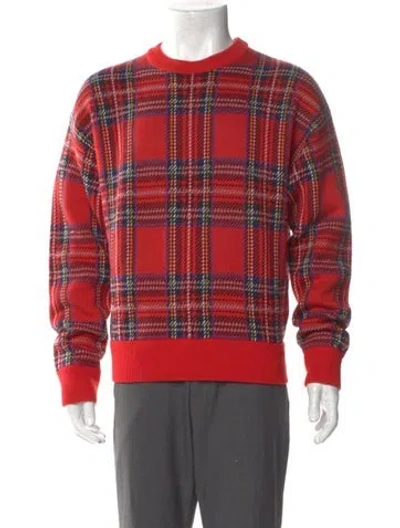 Pre-owned Sandro Wool Plaid Print Pullover In Red