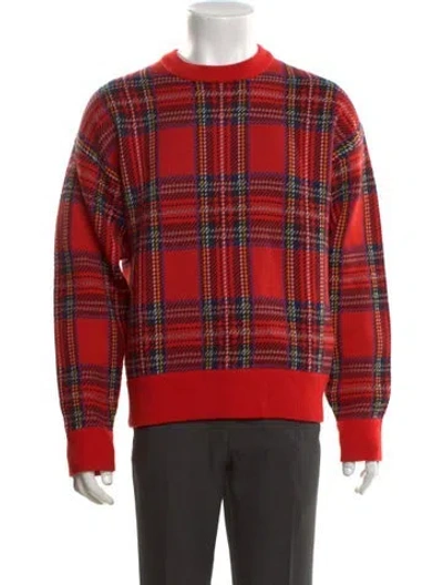 Pre-owned Sandro Wool Plaid Print Pullover In Red