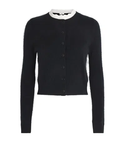 Sandro Wool Pointelle-collar Cardigan In Black