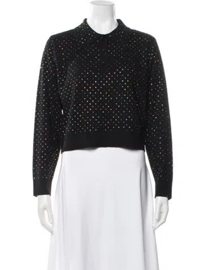Pre-owned Sandro Wool Polka Dot Print Sweater In Black